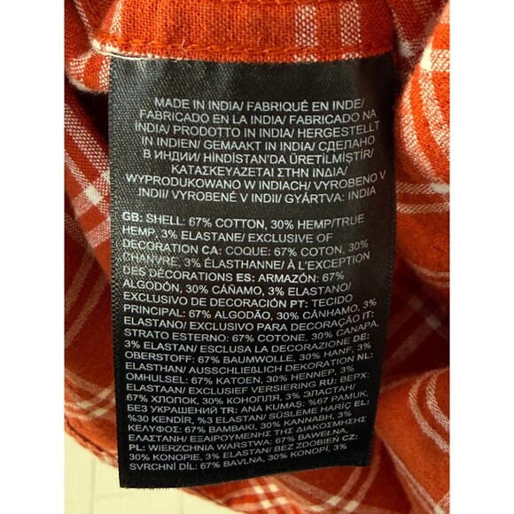 The North Face Hemp Blend Plaid Short Sleeve Button Down Shirt Men’s Large L - Picture 7 of 9